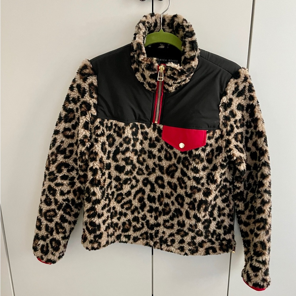 Veronica Beard Leopard Flannel Half Zip